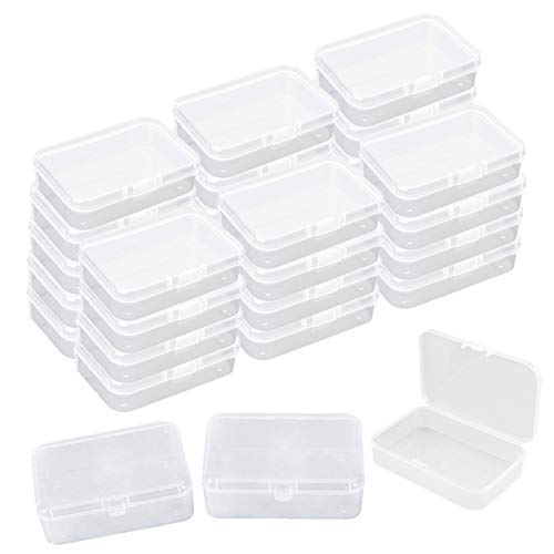 30 piezas Mini caja de almacenamiento, Caja de Contenedores de Almacenamiento de Plastico Transparente con Tapa para Joyas, Artículos, Tarjetas, 8,5 * 5,5 * 2,5 cm