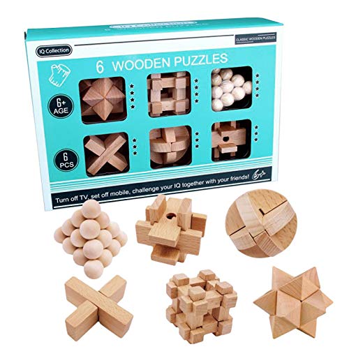 3D Cubo Puzzles de Madera,Rompecabezas Madera,Juguete madera difícil,Juego rompecabezas madera,Juegos lógica adultos,Juego pensamiento lógico,Juguetes madera IQ,Cubo de rompecabezas (A)