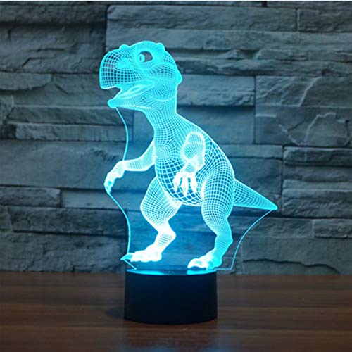3D Lámpara óptico Illusions Luz Nocturna, EASEHOME LED Lámpara de Mesa Luces de Noche para Niños Decoración Tabla Lámpara de Escritorio 7 Colores Cambio de Botón Táctil y Cable USB, Dinosaurio-2