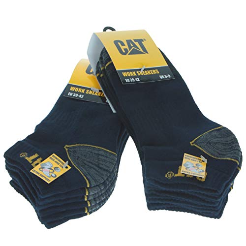 6 Pares calcetines bajos CAT Caterpillar, para hombre, reforzados en el talón y la punta, excelente calidad de Algodón (Azul, 39-42)