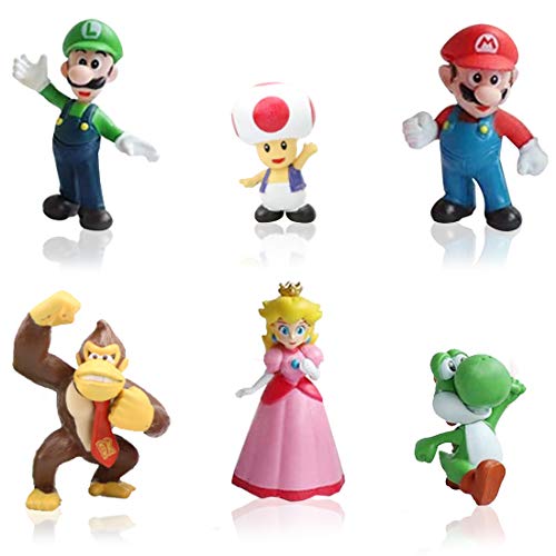6pcs / Set Super Mario Toys - Figuras de Mario y Luigi Figuras de acción de Yoshi y Mario Bros Figuras de Juguete de PVC de Mario