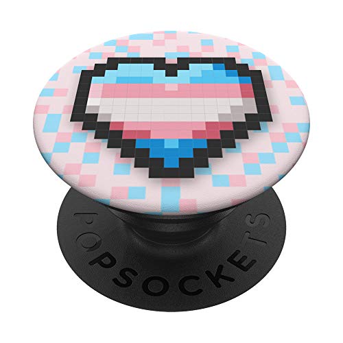 8-bit Video Game Pixel Art - LGBT Transgender Pride PopSockets PopGrip: Agarre intercambiable para Teléfonos y Tabletas