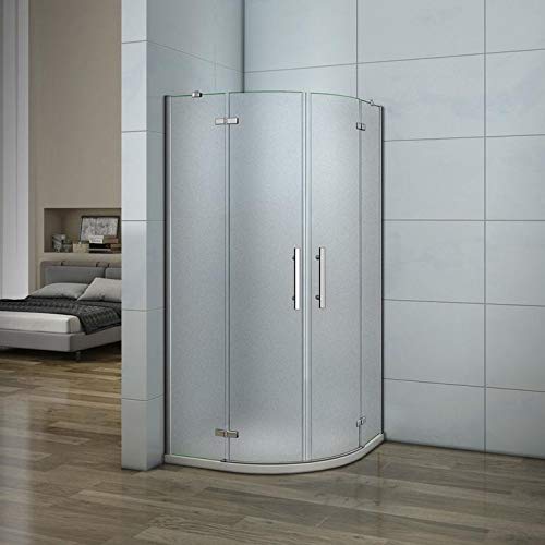 90x90x195cm Cabina de ducha, Mampara de ducha esquina, apertura abatible antical opaco