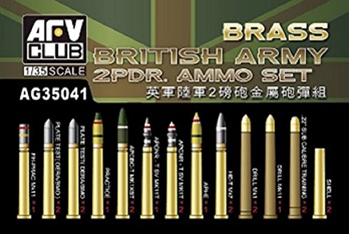 AFV Club de AG35041 - 2 PDR Modelo Accesorios ejército británico Conjunto de munición de Cobre Amarillo
