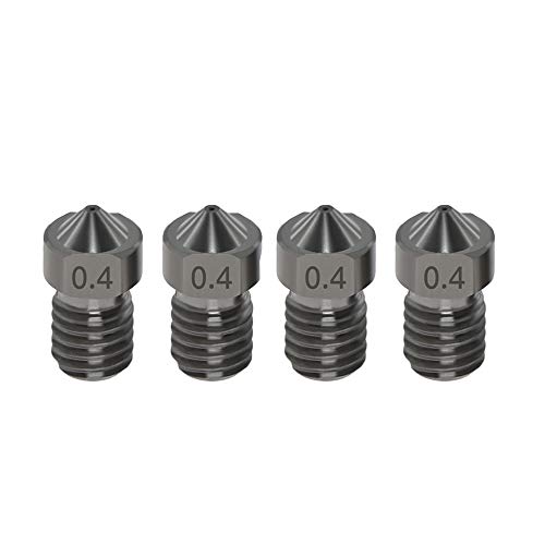 Aibecy 4 piezas de boquillas de acero endurecido V6 boquillas 0.4 mm para filamento de 1.75 mm para piezas de impresora 3D