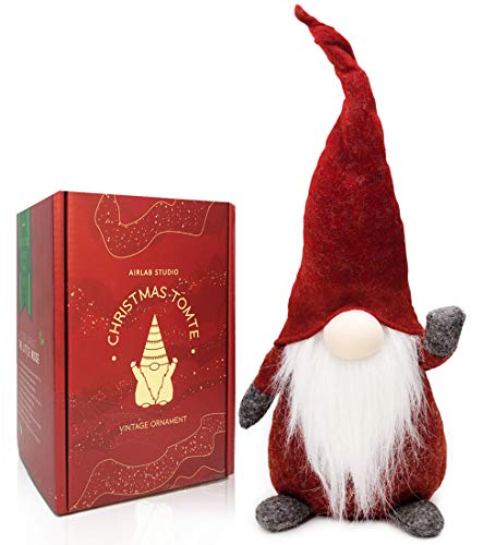 Airlab Decoraciones navideñas GNOME 49 cm de Altura, gnomo Sueco de Santa Claus Santa Tomte, Embalaje Festivo, Regalos Enanos escandinavos para niños, Amigos navideños Familiares, Rojo