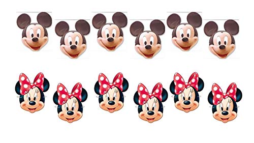 ALMACENESADAN 0559, Pack 12 caretas Disney, 6 caretas Mickey Mouse y 6 caretas Minnie Mouse.