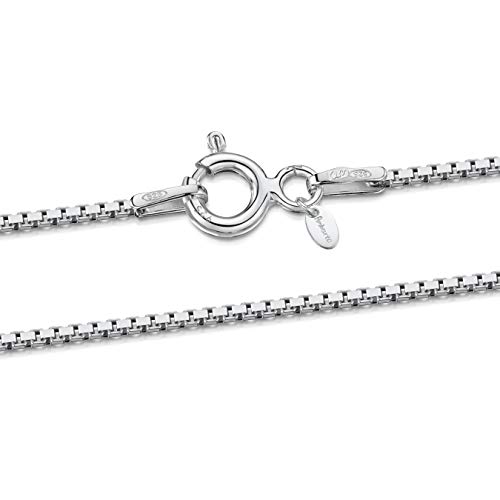 Amberta - Collar para Mujer con Cadena de Eslabón Cuadrado en Plata de Primera Ley 925: 50 cm de largo y 1 mm de ancho