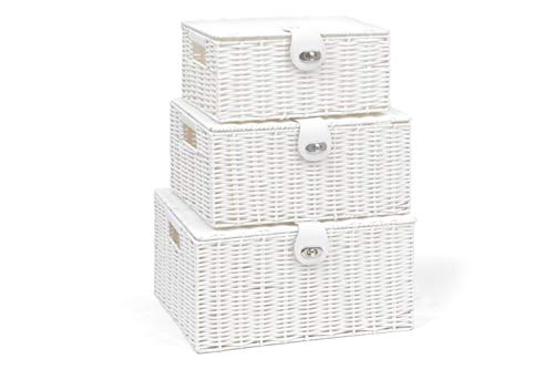 ARPAN – Juego de 3 Cajas de almacenaje de Resina con Tapa y candado, Blanco, Large, Medium, Small