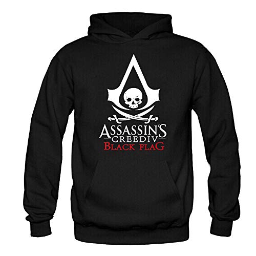 Assassin'S Creed Sudadera Estilo Deportivo Impreso Pullover Jerséis Sudaderas Transpirables Sudaderas Estampadas Jersey de Manga Larga Assassin'S Creed Pullover (Color : Black, Size : L)