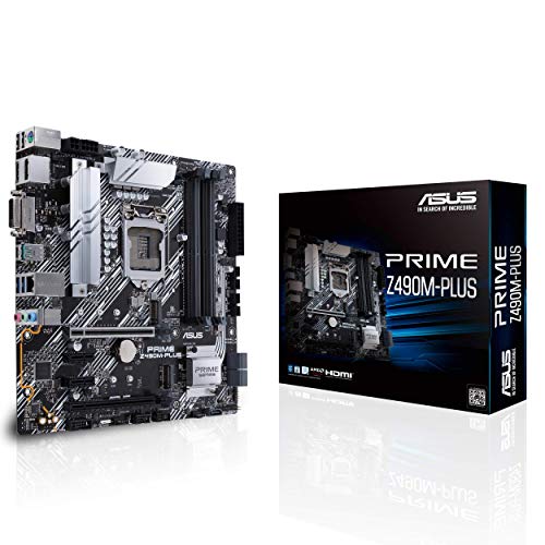 ASUS Prime Z490M-PLUS - Placa Base mATX Intel de 10a Gen LGA 1200 con VRM de 9 Fases DrMOS, Cabezal RGB, LAN IC- Intel I129-V, USB 3.2 Gen 2, USB 3.2 Gen 1, Dual M.2, Fan Xpert 4, Armoury Crate