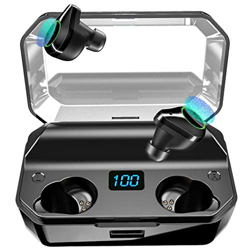 Auriculares Bluetooth 5.0 con Tiempo de Reproducción Súper Largo (165 horas), Auriculares Inalámbricos a Prueba de Agua IPX7 con Sonido Claro/Graves Profundos HD/Control Táctil/Cancelación de Ruido