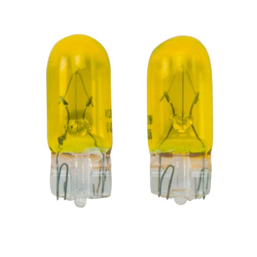 Autostyle - Bombillas con base de cuña (cristal recubierto, 2 unidades, T-10, 12 V, 5 W), color amarillo