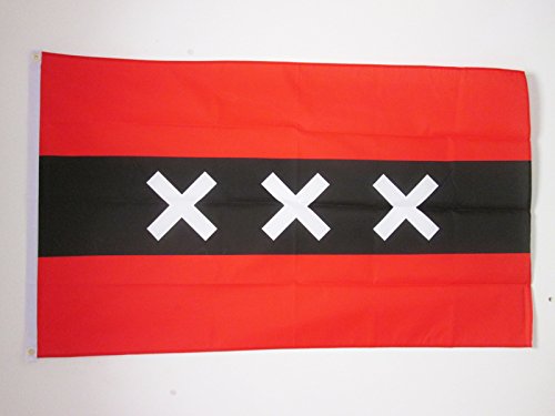 AZ FLAG Bandera de ÁMSTERDAM 150x90cm - Bandera Amsterdam - Paises Bajos 90 x 150 cm