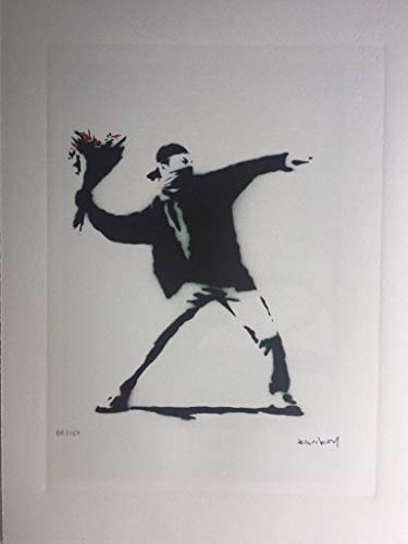 Banksy - Litografía de flores chucker firmada y numerada, tamaño 28 x 38 cm, incluye certificado / Print / póster / Offset