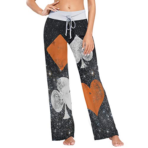 Baraja Completa de Cartas Imprimir Pantalones de Pijama para Mujer Ropa de Dormir Pantalones de Yoga Sueltos con cordón Informal Palazzo - S