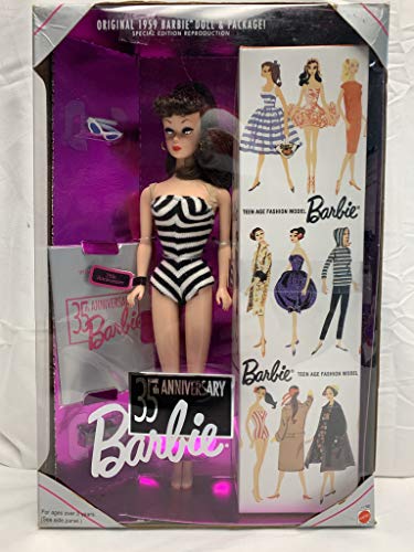 Barbie Muñeca 35 aniversario (pelo moreno) Reproducción 1959 Muñeca y paquete Edición Especial (1993)