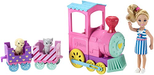 Barbie Muñeca Chelsea y su tren de mascotas, accesorios muñeca (Mattel FRL86)