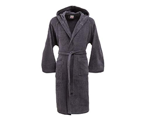Bassetti - Albornoz con capucha para hombre/mujer, disponible en varias tallas y colores, 100% algodón negro gris oscuro Taglia L