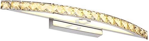 BBZZ Luces de espejo de luz frontal – Simple Lujo baño LED lámpara de pared de cristal impermeable antivaho de acero inoxidable espejo de baño faros delanteros luz edición, luz cálida, tamaño 44.