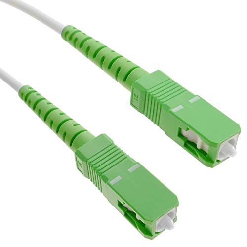 BeMatik FK84-VCES - Cable de Fibra óptica SC/APC a SC/APC (monomodo simplex 9/125, de 3 m) Color Blanco y Verde