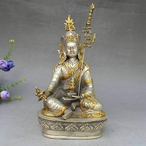BENGKUI Escultura,Estatua De Bronce del Dios De La Riqueza De Jambhala Amarillo del Budismo del Tíbet De Cobre De Plata Tibetana