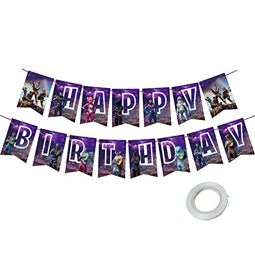 BESLIME Video Game Party Favors Birthday Banner, Birthday Party Banners Supplies, para la decoración de la fiesta de cumpleaños, color púrpura