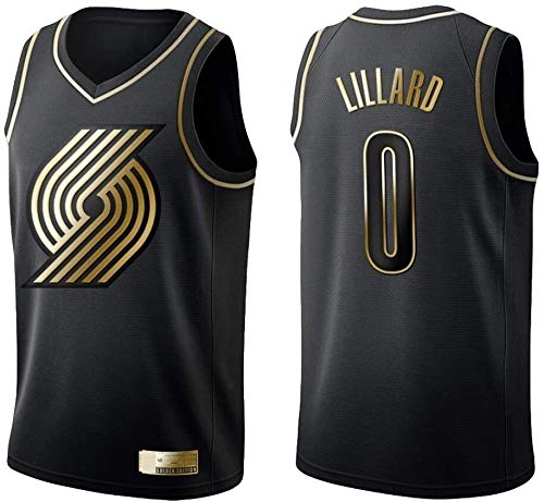 Blackers de la edición de Oro Negro de los Hombres Blazers 0# Lillard Retro Baloncesto Camisa de Verano Jerseys de Verano Uniforme de Baloncesto Bordado Tops Tops de Baloncesto (Size : Medium)