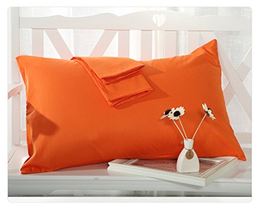 BLERA Juego de funda de almohada de 300 hilos, algodón egipcio auténtico, estándar de 2 piezas, sólido, naranja