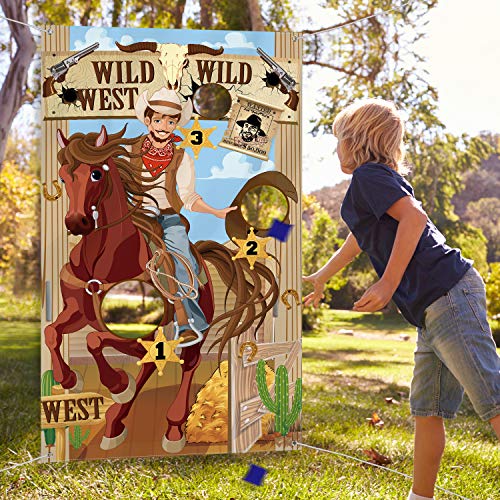 Blulu Juegos Western Party Cowboy Toss con 3 Bolsitas de Frijoles, Divertido Juego Occidental para Niños y Adultos en Actividades Temáticas Occidentales Decoraciones y Suministros de Western Cowboy