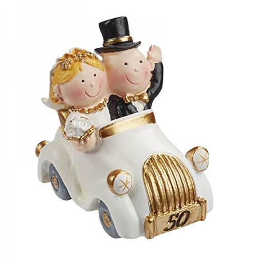 Boda Par de bodas de oro 50 años par en el coche decorar tartas, 5,5 cm boda