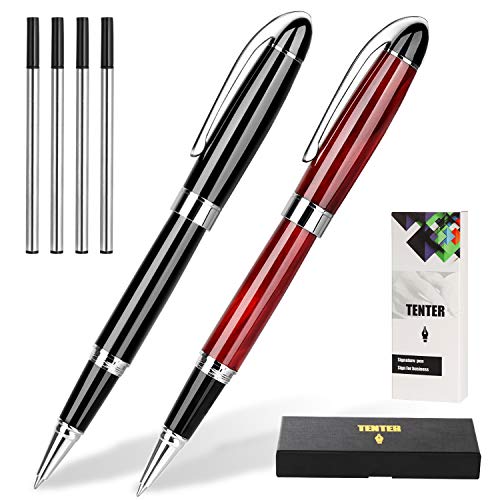 Bolígrafo de punta redonda con caja de regalo y 2 bolígrafos de tinta negra, ideal para diario y caligrafía