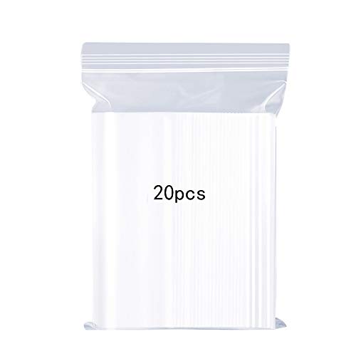 Bolsas de plástico transparentes que se pueden volver a sellar, bolsa de cierre de cremallera reutilizable fuerte, engrosamiento y duradero, prensa para cerrar, 30x40cm 20PCS Grande