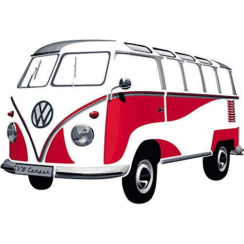 BRISA VW Collection - Volkswagen Furgoneta Hippie Bus T1 Van Pegatina de Pared Vintage de Vinilo (PVC), Tatuaje de Pared Autoadhesivo y Multi-partes, Decoración del Hogar/Casa/Idea de Regalo (Rojo)