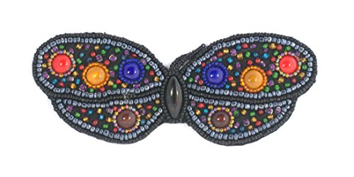 Broche, diseño de mariposa grande, color negro, tamaño grande porcelana y cristal de perlas-Colgante con diseño de fantasía