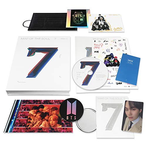 BTS Album - MAP OF SOUL : 7 [ 3 ver. ] CD + Photobook + Lyrics Book + Mini Book + Photocard + Postcard + Sticker + Coloring Paper + OFFICIAL POSTER + FREE GIFT