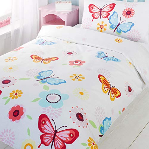 Butterfly Single - Funda de almohada y funda de edredón, Color Blanco