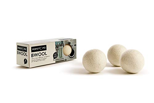 Bwool Bola para Secadora, 100% Lana de Nueva Zelanda, Blanco, 7 x 7 x 7 cm, 3 Unidad