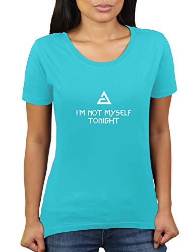 Camiseta para mujer de la marca KaterLikoli, con texto "I'm Not Myself Tonight, Hexer Zauberer Phantasy" turquesa L