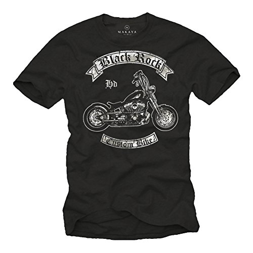 Camisetas de Motos para Hombre - Black Rock - Negro XL