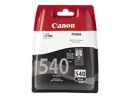 Canon PG-540 Cartucho de tinta original Negro para Impresora de Inyeccion de tinta Pixma TS5150-TS5151-MX375-MX395-MX435-MX455-MX475-MX515-MX525-MX535-MG2150-MG2250-MG3150-MG3250-MG3550-MG3650-MG4150