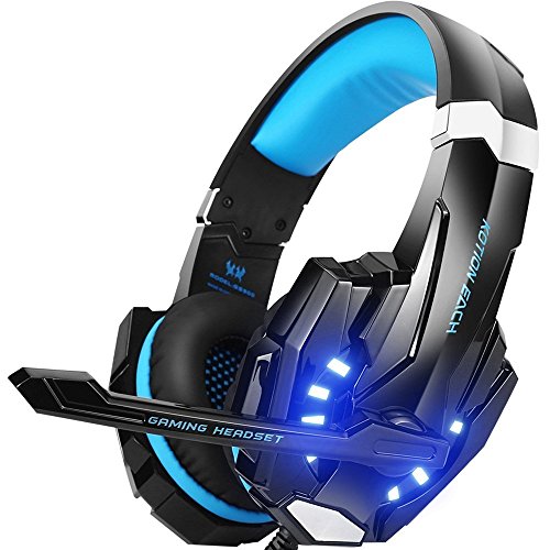 Casco de juego estéreo G9000 para PS4, PC, mando de Xbox One, Auricular antirruido con micrófono, luces LED, auriculares de diadema de graves y auriculares azul azul