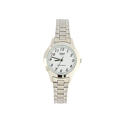 Casio LTP-1128A-7BEF - Reloj analógico de Cuarzo para Mujer con Correa de Acero Inoxidable, Color Plateado