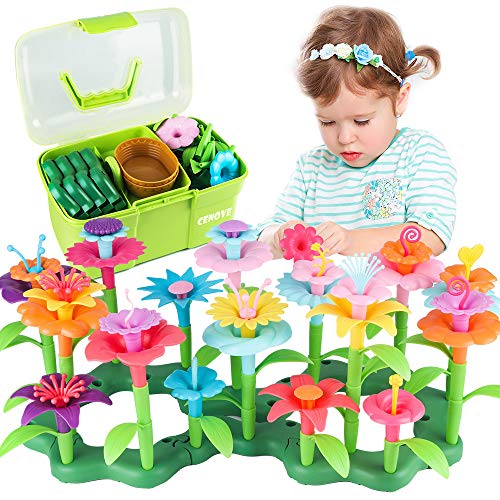 CENOVE Juguetes para niñas de 3 4 años de Edad Juego de Juguetes de Jardín de Flores, DIY Ramo de Arreglo Floral Regalo para Niñas de 3 Años (130 PCS)