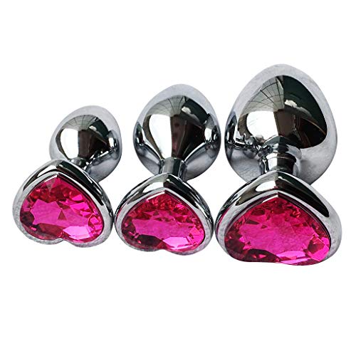Chaoxiner Amál Plùck Beáds - Juego de 3 abalorios de cristal con forma de corazón Rosa rosa.