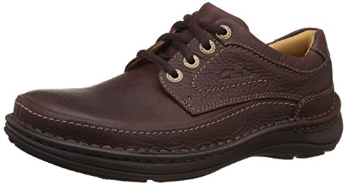 Clarks Nature Three 20339005 - Zapatos casual de cuero nobuck para hombre, color marrón (Mahogany Leather), talla 44