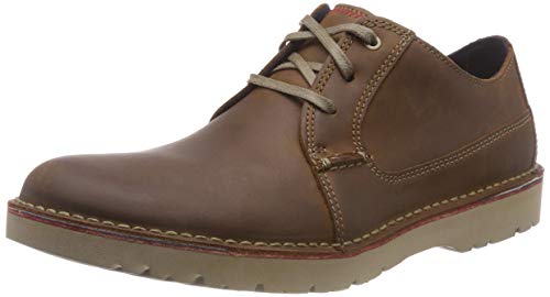 Clarks Vargo Plain, Zapatos de Cordones Derby, Marrón (Dark Tan Leather), 42.5 EU