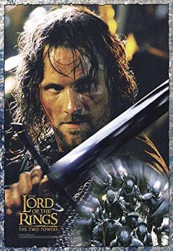 Close Up Póster The Lord of The Rings: The Two Towers - Aragorn (68cm x 98cm) + 2 Marcos Negros para póster con suspención