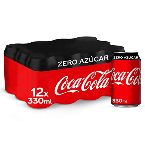 Coca-Cola Zero Azúcar - Refresco de cola sin azúcar, sin calorías - Pack 12 latas 330 ml