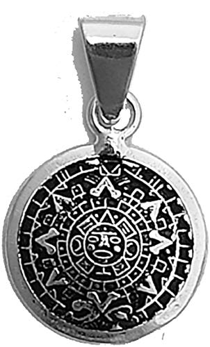 Colgante de calendario azteca de plata 925, amuleto mexicano